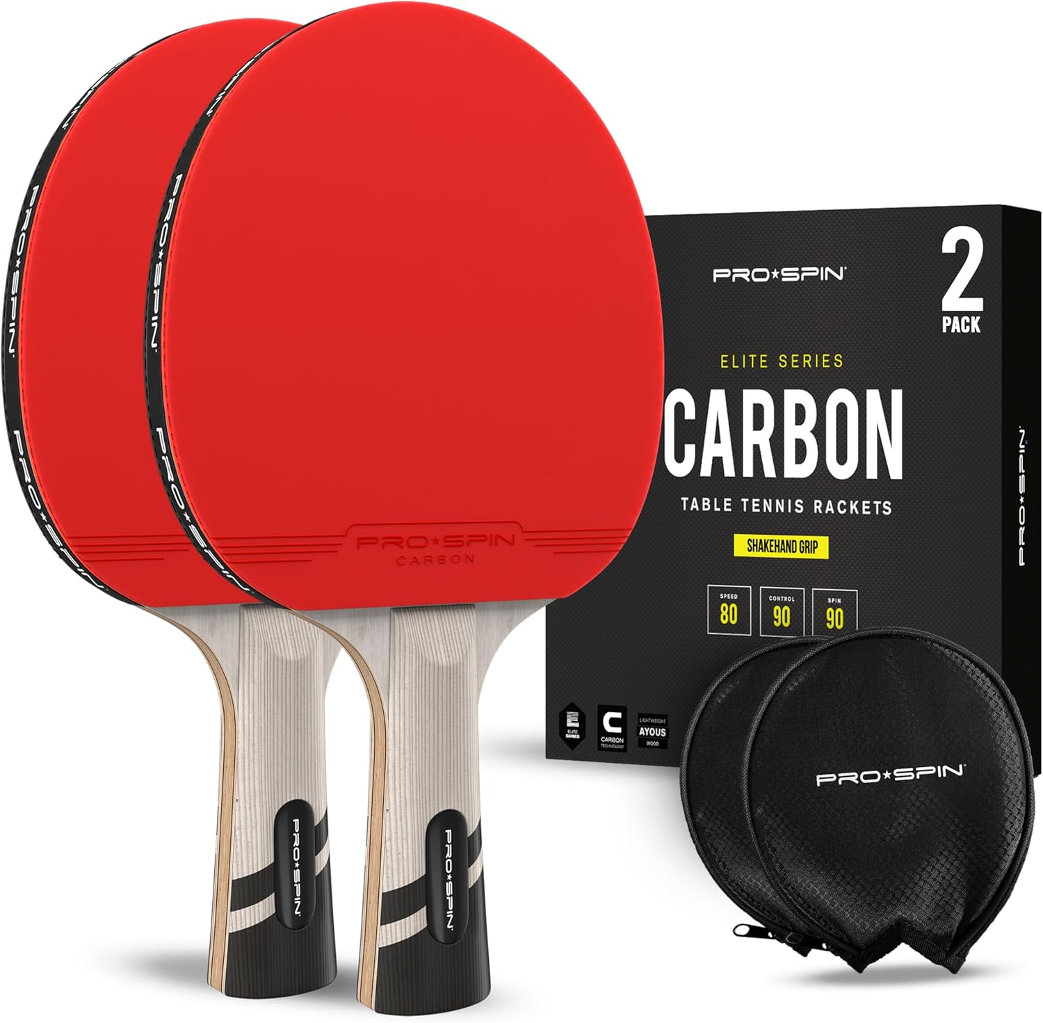 PRO-SPIN Ping Pong Paddles - Professional Level Table Tennis Rackets with Carbon Fiber for Superior Control | 7-Ply Blade