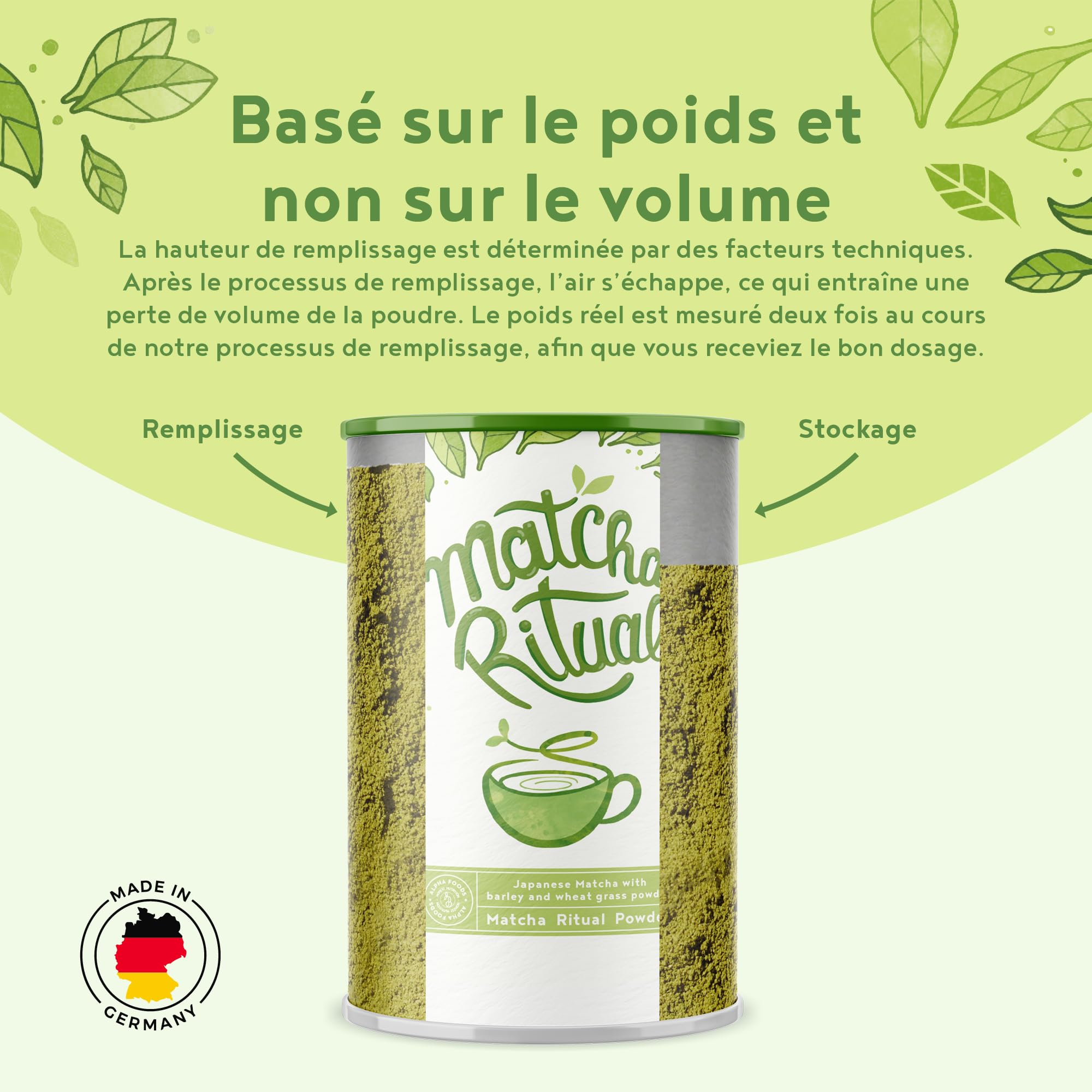Matcha Ritual - Latte au thé vert Matcha enrichi en lait de coco, agropyre et herbe d’orge - Matcha de qualité supérieure pour la cérémonie du thé japonaise - 210 g de poudre