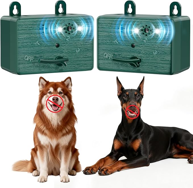 Dog Bark Deterrent Device, Ultrasonic Anti Barking Device for Dogs, Battery Powered Bark Control Device for Indoor Outdoor Use, Humane Dog Training Tool to Stop Barking, Chewing & Bad Behavior(Green)