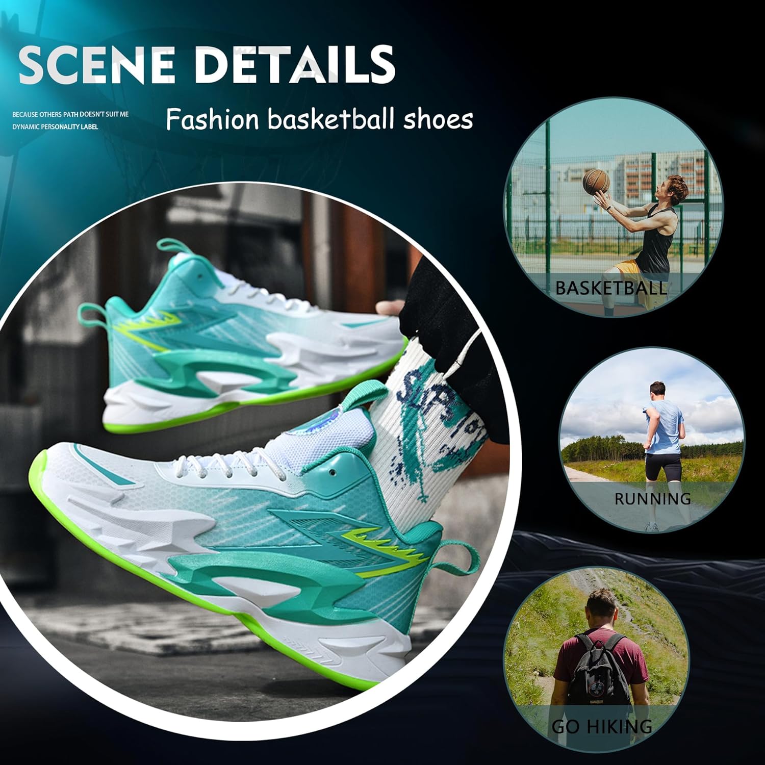 Men Graffiti Basketball Shoes High-Top Sports Shoes Anti-Slip Rubber Soles Indoor Outdoor Sports Running Training Streetwear