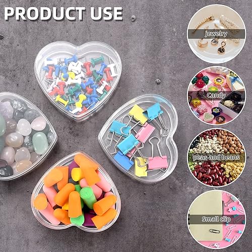 Miniatura 6 de Dayaanee Cubo de plástico acrílico transparente en forma de corazón, paquete de 4 cajas pequeñas de acrílico con tapa, 3.3 x 2.9 x 1.6 pulgadas,