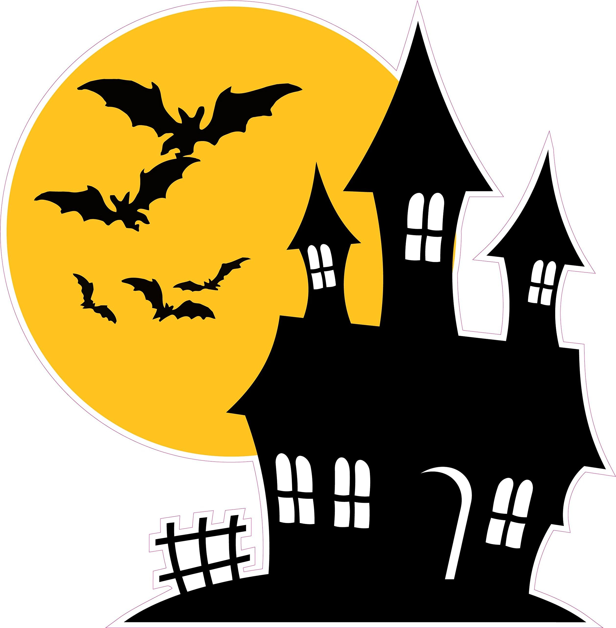 Halloween Haunted House Wall or Window Decor Large Decal 24" x 22
