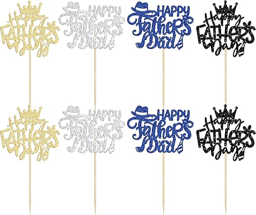 Miniatura 10 de 1 decoración de pastel de feliz cumpleaños para el día del padre, decoración de pastel con purpurina dorada para el Día del Padre, decoración de