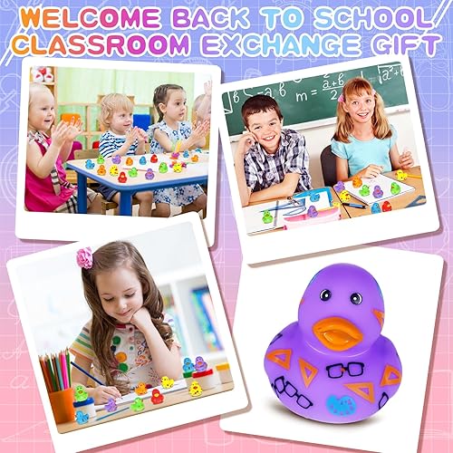 Miniatura 5 de Lenwen Pato de goma a granel regalos de regreso a clases para estudiantes de 2 pulgadas, mini pato de goma para fiesta escolar, regalo de