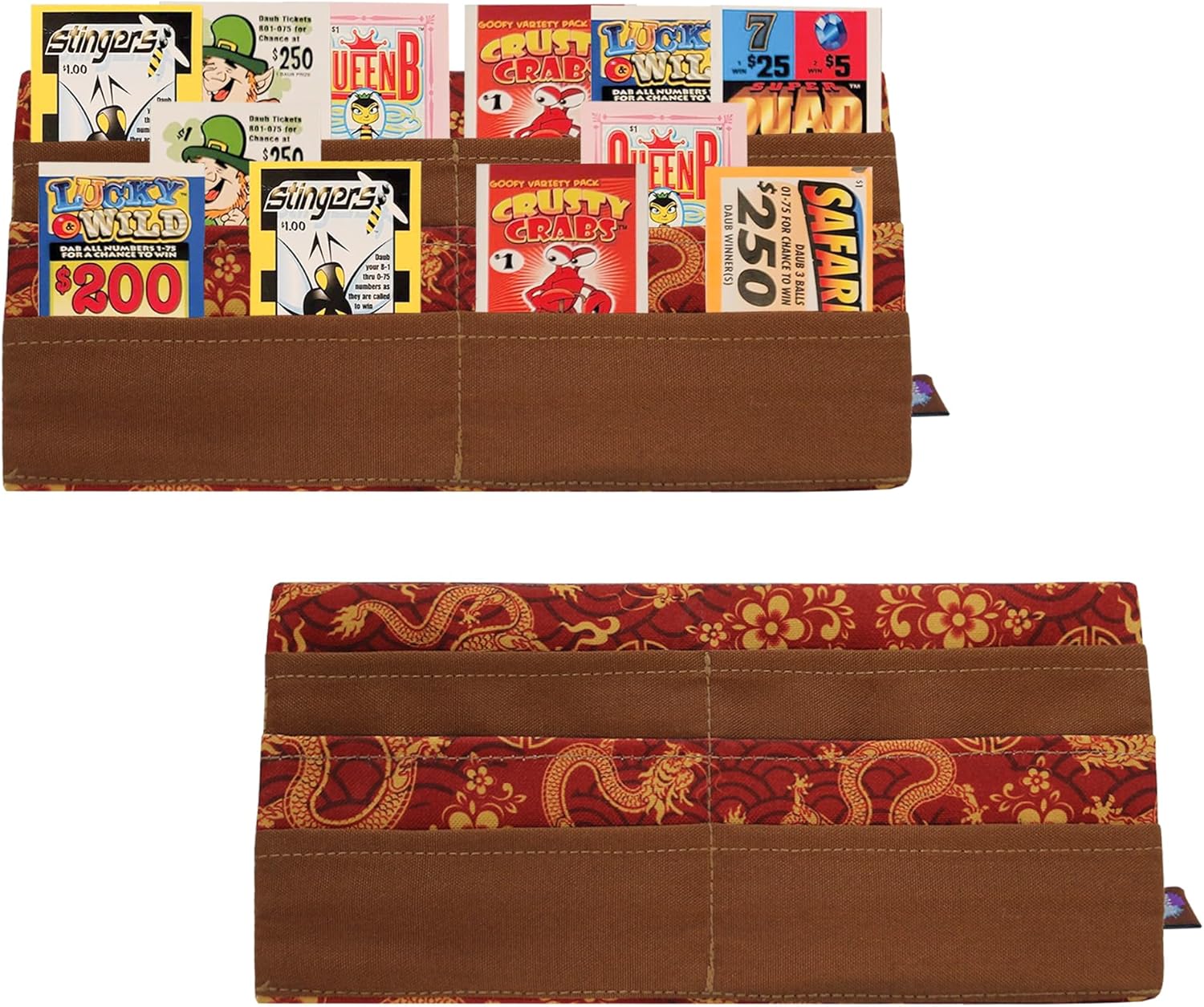 2 Pack -Holders for Playing Cards and Bingo Pull Tabs, Foldable Hands Free for Kids and Adults (Dragons)