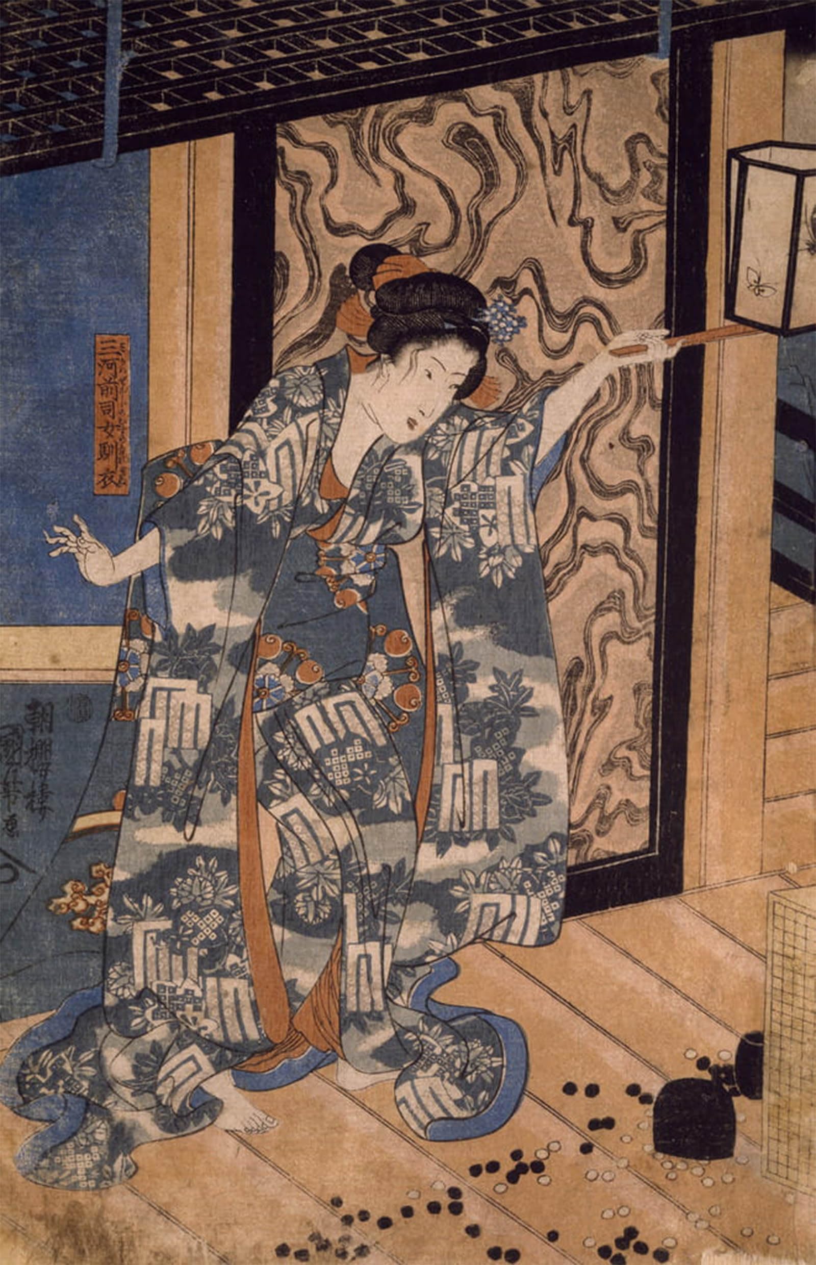 ARTXLXXBN Famous Painting Art Wall Decor Abstract Art Picture Nareginu Mikawa No Zenji's Daughter Utagawa Kuniyoshi by Utagawa Kuniyoshi Animal Pictures for Home Decor 60x90cm