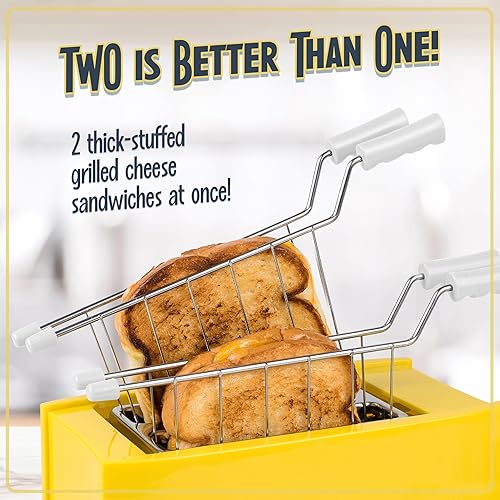 Miniatura 4 de Nostalgia Tostadora de Queso a la Parrilla con Cestas Tostadoras Fáciles de Limpiar y Dial Ajustable para Tostar con Ranuras Anchas