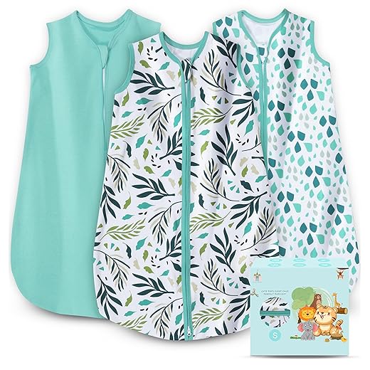 Cute Castle Baby Sleep Sack 0-6 Months - Lightweight 100% Cotton 2-Way Zipper TOG 0.5 Infant Wearable Blanket, Newborn Essentials Toddler Sleep Clothes (3 Pack Green)