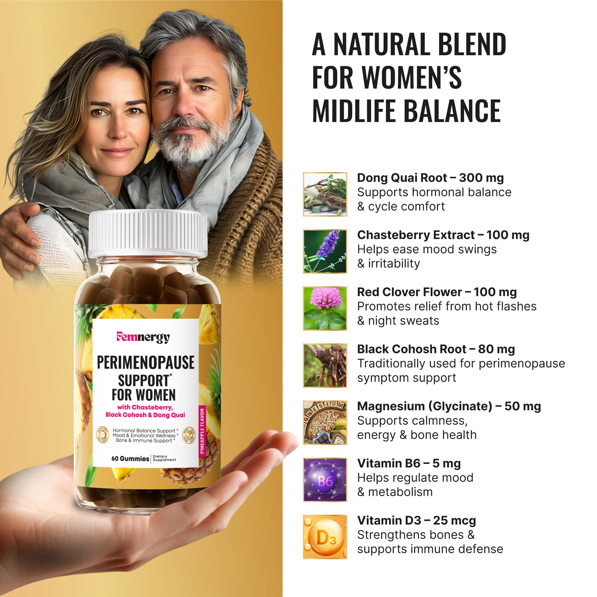 Perimenopause Support Gummies for Women - Menopause Relief Estrogen & Hormone Balance Supplement with Black Cohosh Chasteberry Vitamins D3 B6 for Hot Flashes Night Sweats & Mood Swings