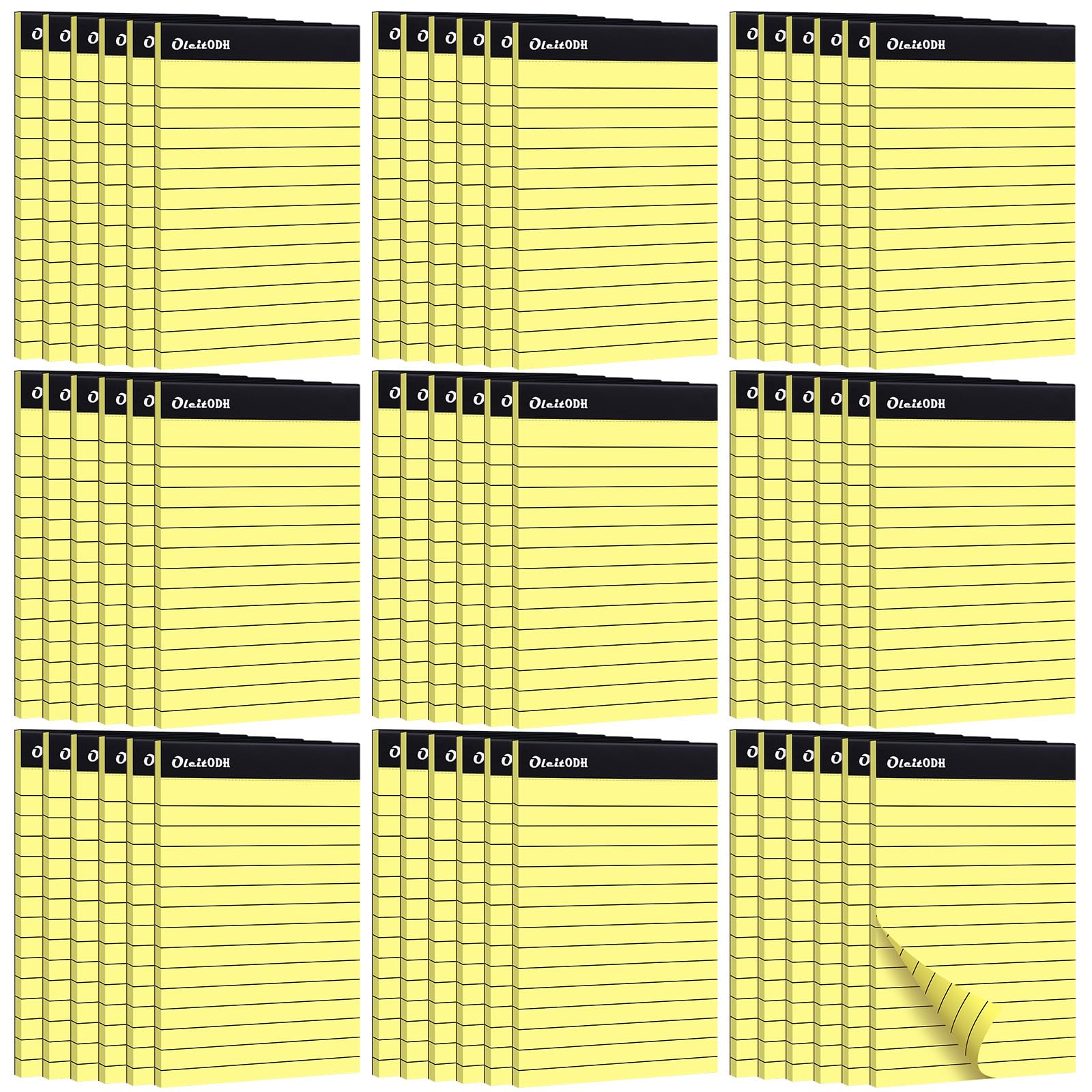 Oleitodh Blocchi appunti 3x5 – Confezione da 48 blocchi per appunti gialli piccoli blocchi da scrittura con pagine a righe perforate, mini blocchi per appunti 50 fogli per blocco note a righe 3 x 5