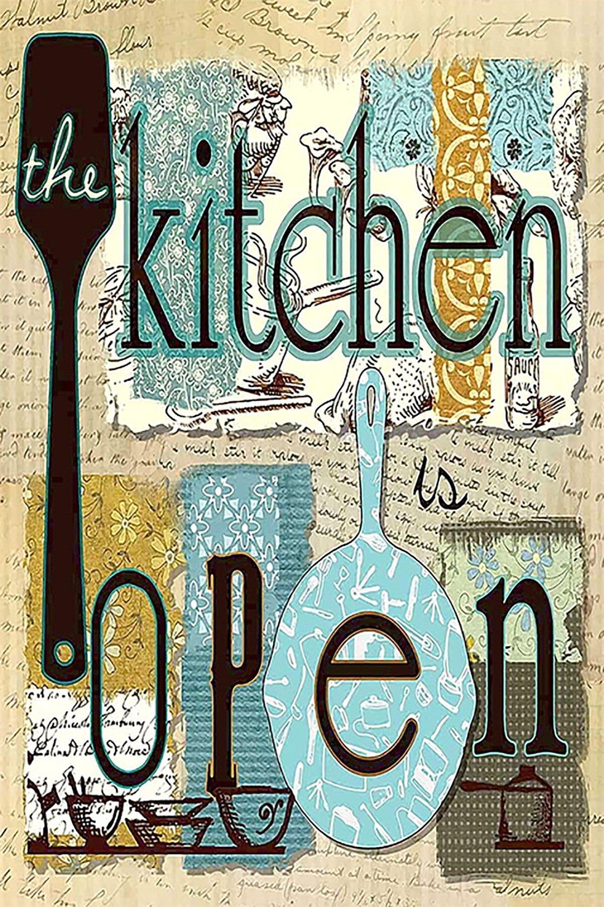 Pelangi Kitchen Open Yazılı Dijital Baskı Yıkanabilir Kaymaz Taban Leke Tutmaz Mutfak Halısı ve Yolluk, Ekru 80 x 300