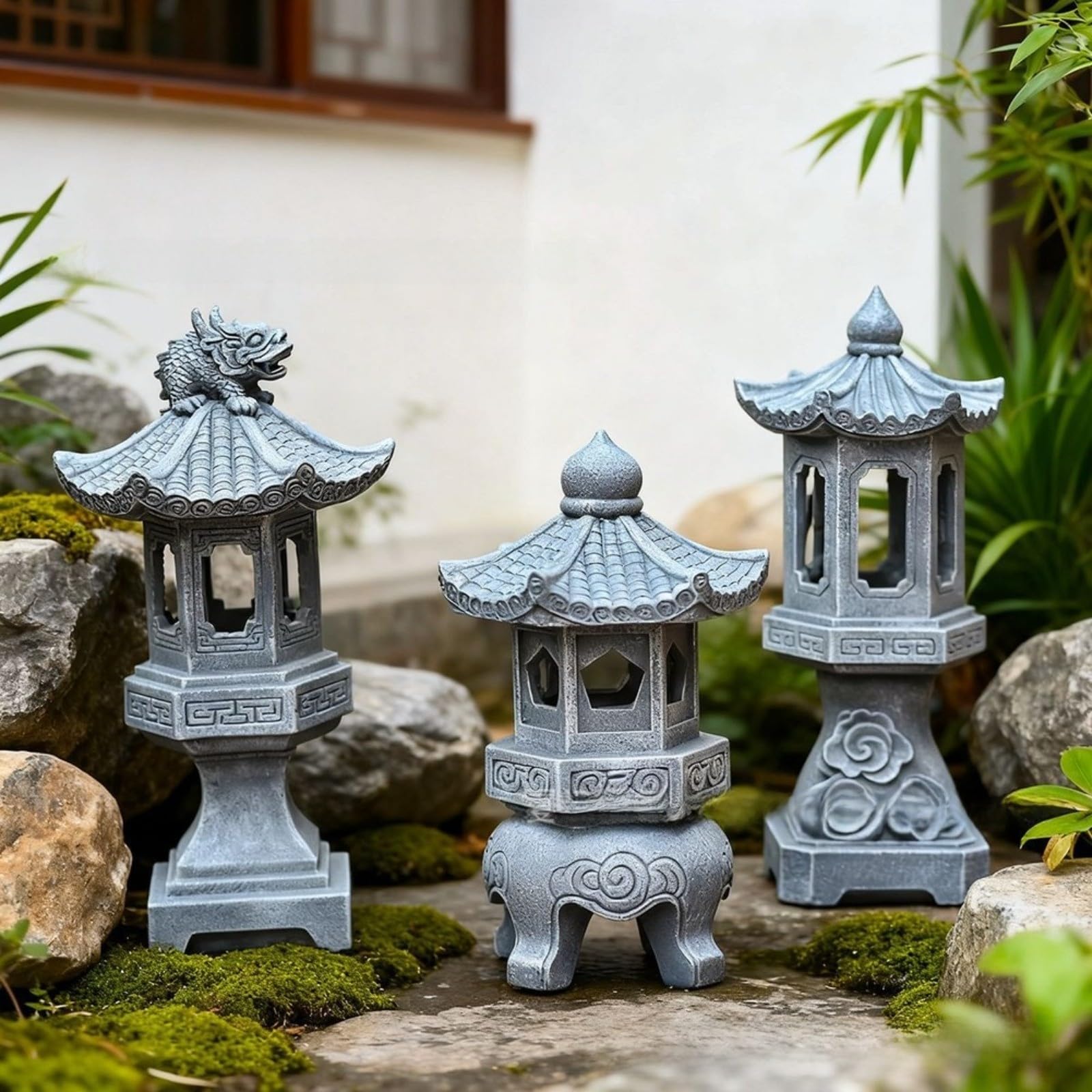 per il giardino solare stile cinese luci resina pietra MIKMLYZE
