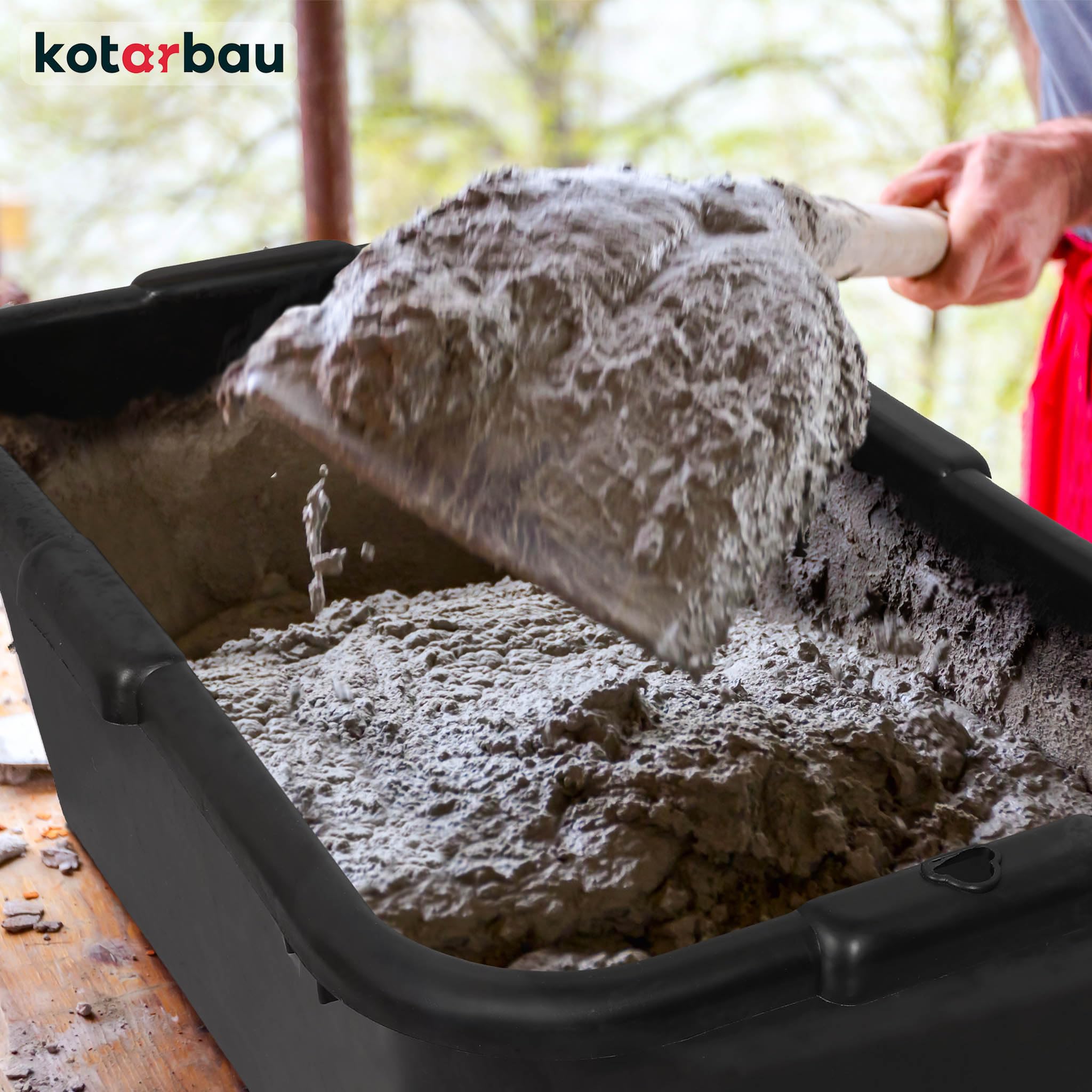 KOTARBAU® Bac à mortier rectangulaire en plastique noir - 85 l - 60 x 40 x 30 cm