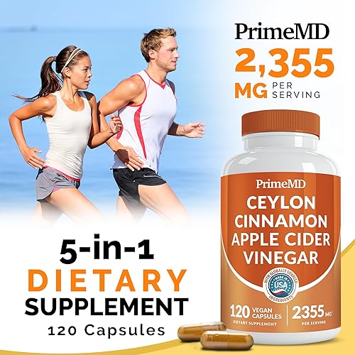 Miniatura 8 de Cápsulas 5 en 1 de canela de Ceilán de 2355 mg con vinagre de sidra de manzana, cúrcuma y panax ginseng, suplementos de canela con bioperina (120