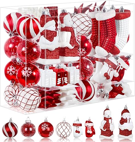 Alupssuc Juego de 112 bolas de Navidad, bolas de plástico inastillables, pingüino de Navidad, oso polar para árbol de Navidad, vacaciones, boda,