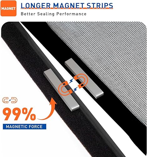 Miniatura 3 de MAGZO Puerta Mosquitera Magnética se Ajusta a Puerta de Tamaño 34 x 78 Pulgadas (Negro), Tamaño de Pantalla 36 x 79 Pulgadas Cortina de Poliéster
