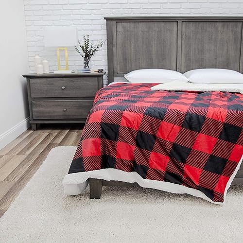 SensorPEDIC Wellness Collection - Manta con peso de 12 libras con funda extraíble, rojonegro, 72 x 48 pulgadas