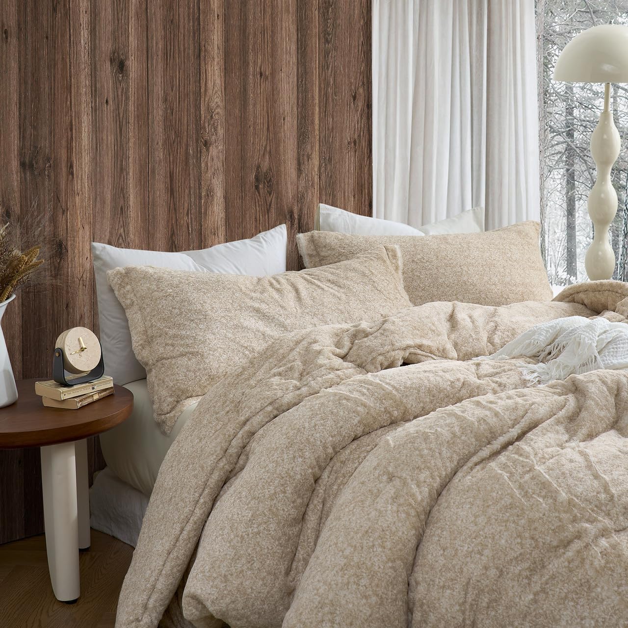 Mountain of Shoulder Alaskan King Comforter Set White Gold | Experience Coma Worthy Sleep with Cozy Extra Large Plush Bedding image 3