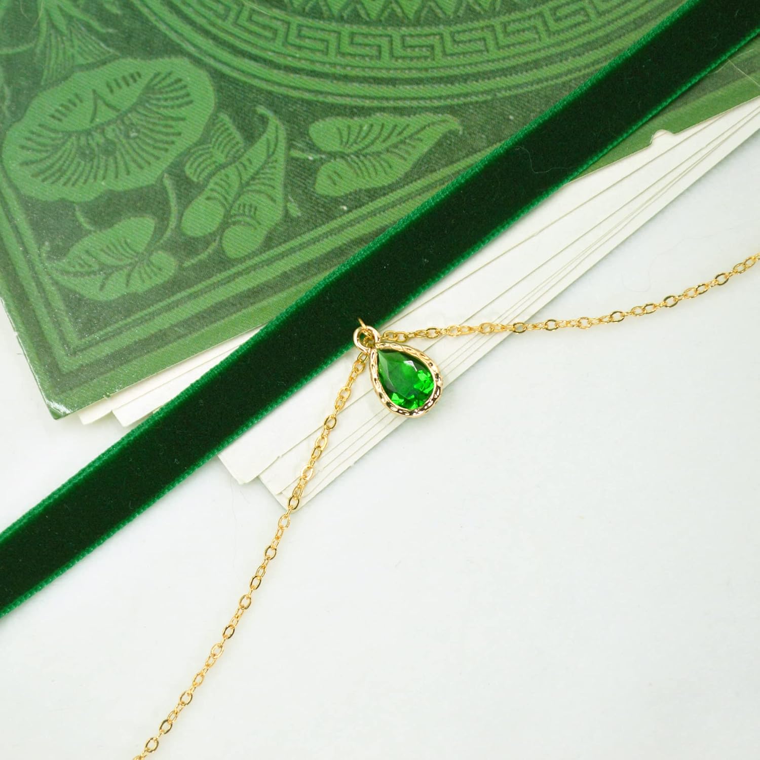 MOMOCAT Green Teardrop Velvet Choker Necklace for Women Goth Emo Chokers Gothic Jewelry Tatoo Choker Western Necklaces Victorian Vintage Necklace Accessories for Women - Image 6
