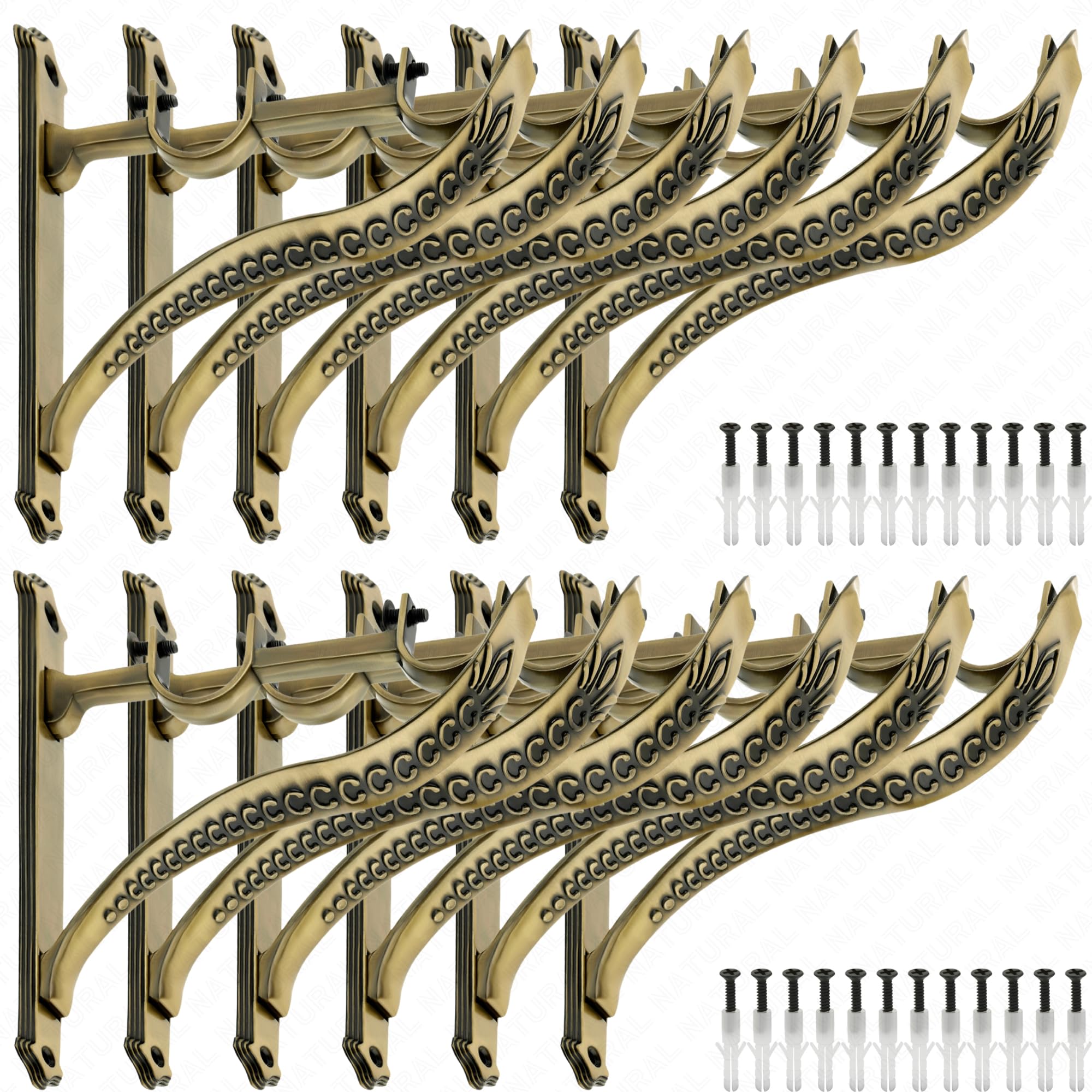 Heavy Aluminium Alloy Antique Brass Jaguar Style Curtain Support/Curtain Socket/Aluminium Support for Curtain Double Rod/Pipe with Screw and Wall Plug. (12) (B0CLLGCH26) Amazon Price History, Amazon Price Tracker