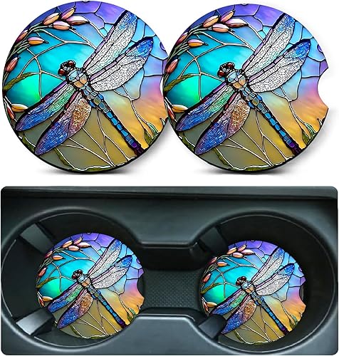 Miniatura 9 de Posavasos de coche para portavasos, paquete de 2 posavasos de coche rosa con mariposas, 7 cm de tamaño universal, alfombrilla de goma Mariposa