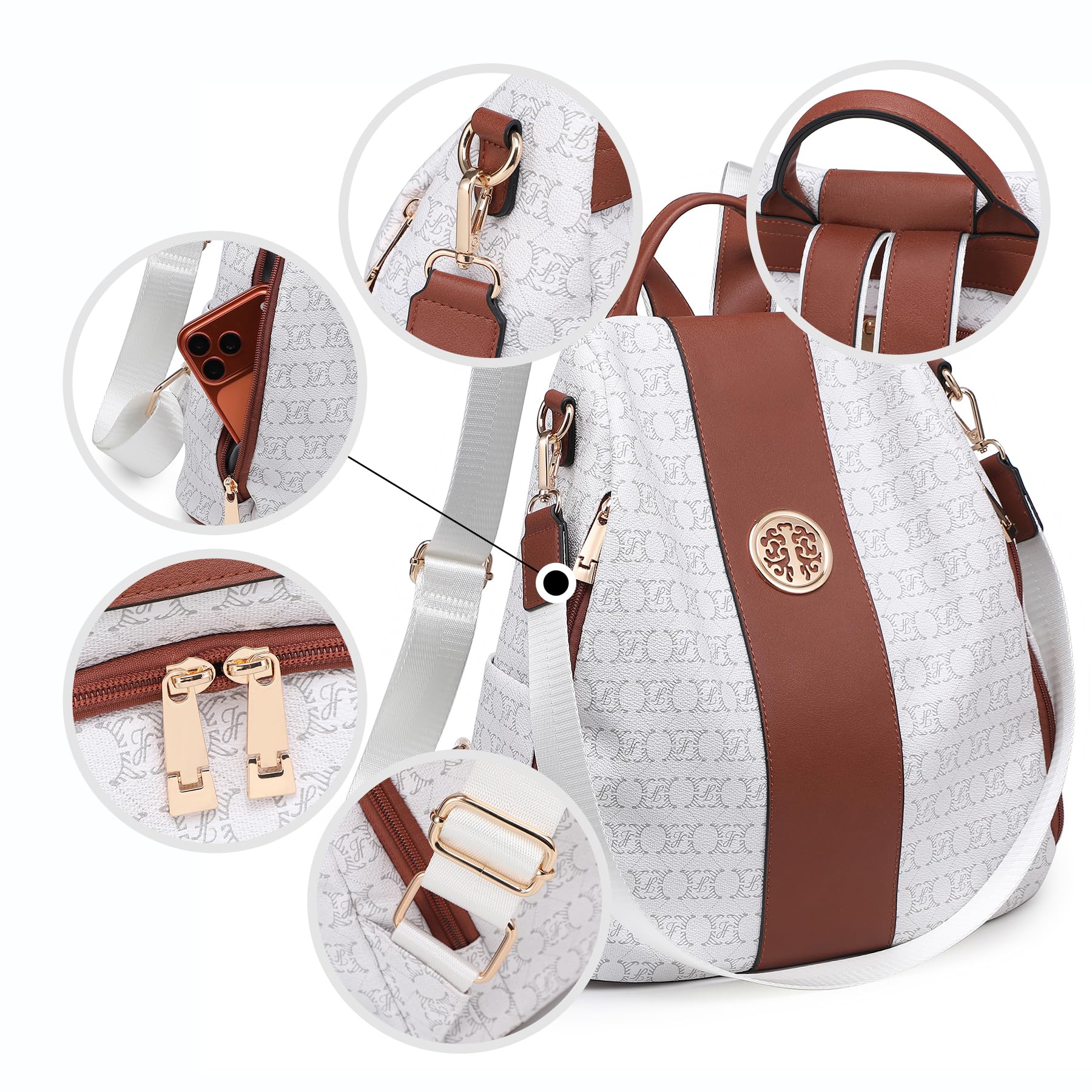 MKP COLLECTION Modischer Damen-Rucksack, Geldbörse, mehrere Taschen, Anti-Diebstahl-Rucksack, Reise-Umhängetasche, Handtaschen-Set, 2-teilig