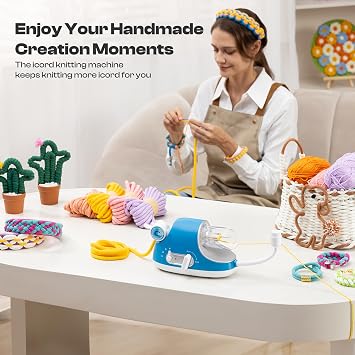 Caydo Wooden Yarn Holder & Automatic i Cord Knitting Machine Pro, Electric i-Cord Knitter Hands-Free Highly Efficient Yarn Knit Helper, Crochet iCord Maker Tool for Fast DIY Craft Project