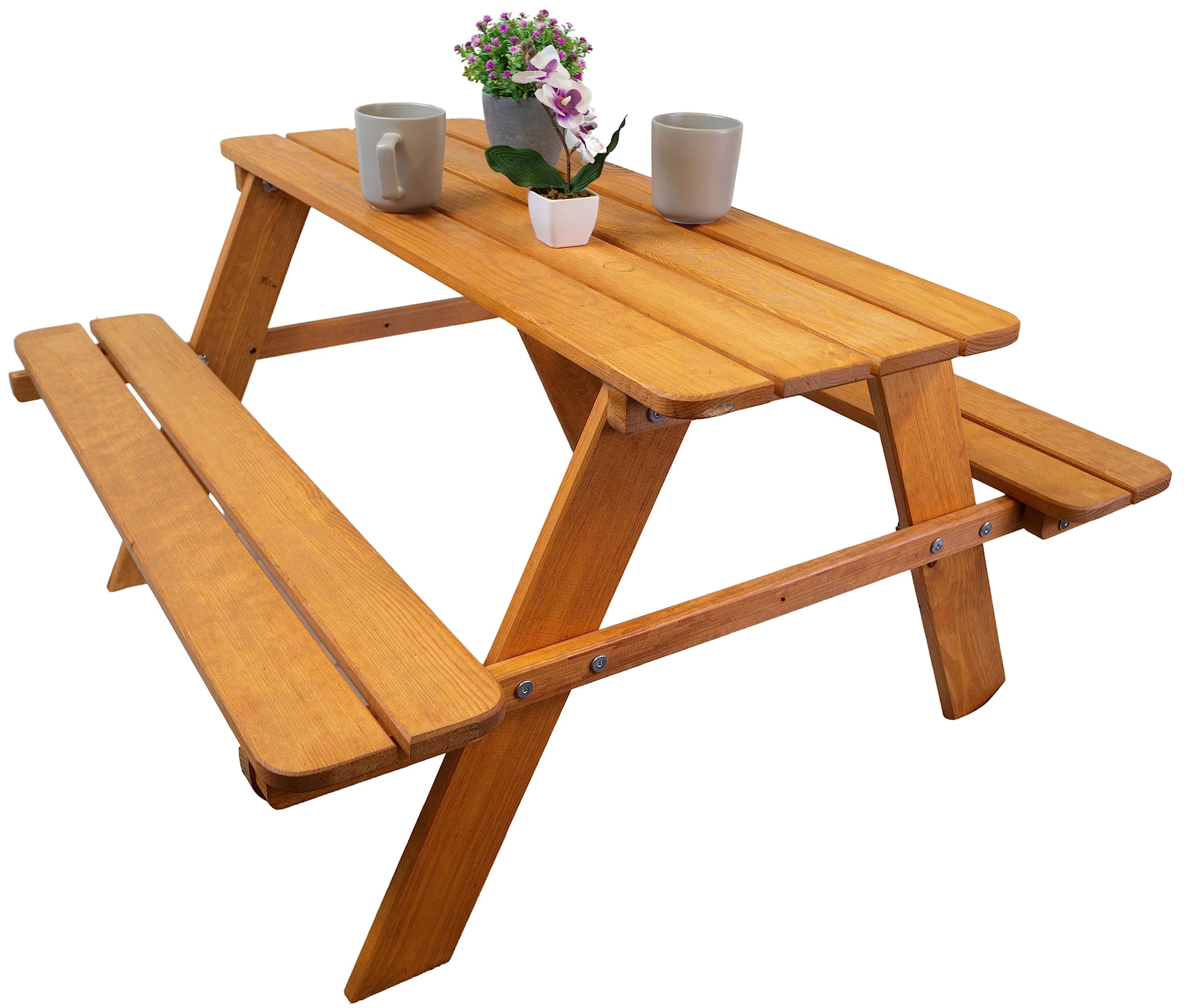 Kistenkolli Altes Land Banco de jardín para niños, 90 x 90 x 48 cm, con esquinas redondeadas (lacado)