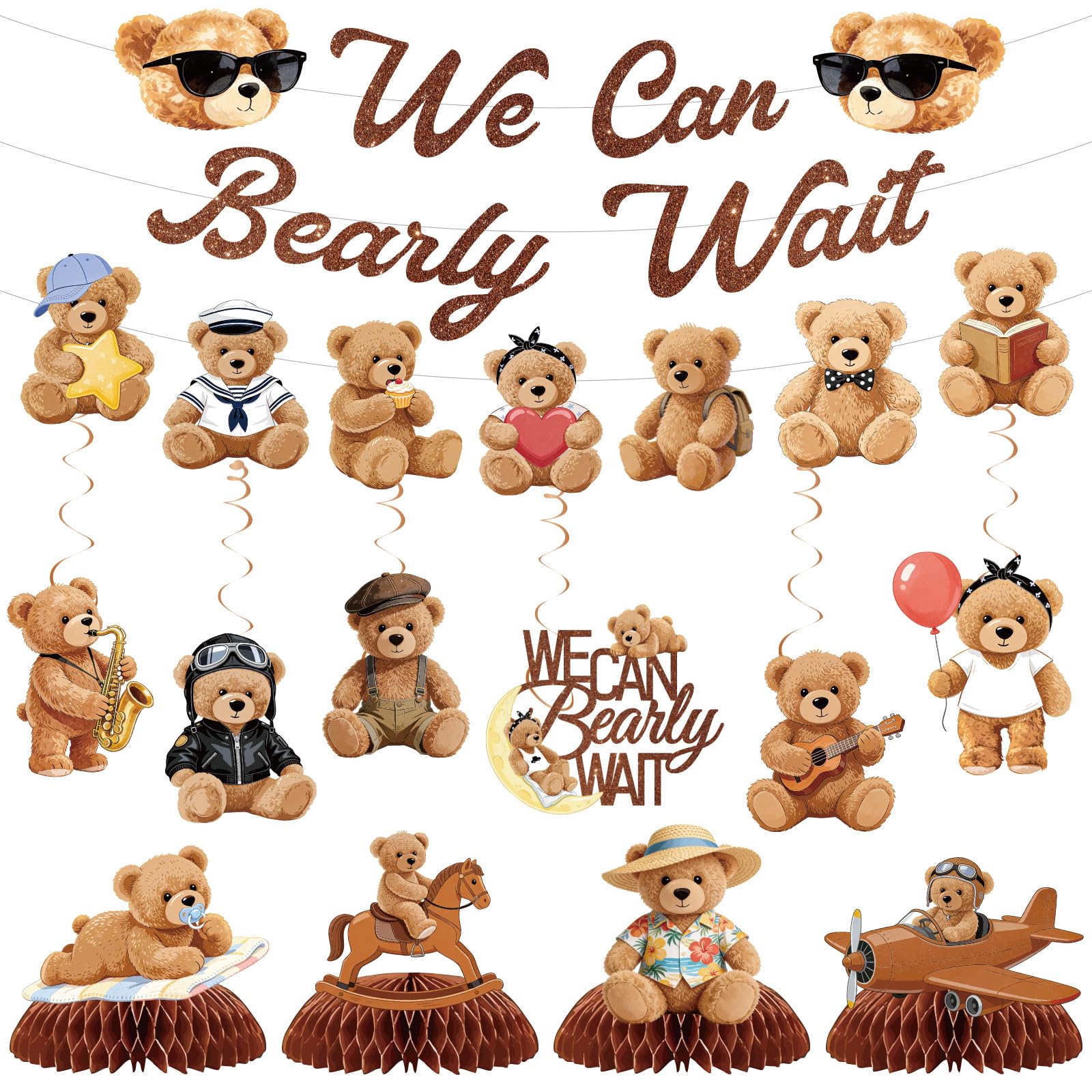 Bear Baby Shower Garland Banner - We Can Bearly Wait Banner for Boys Girls