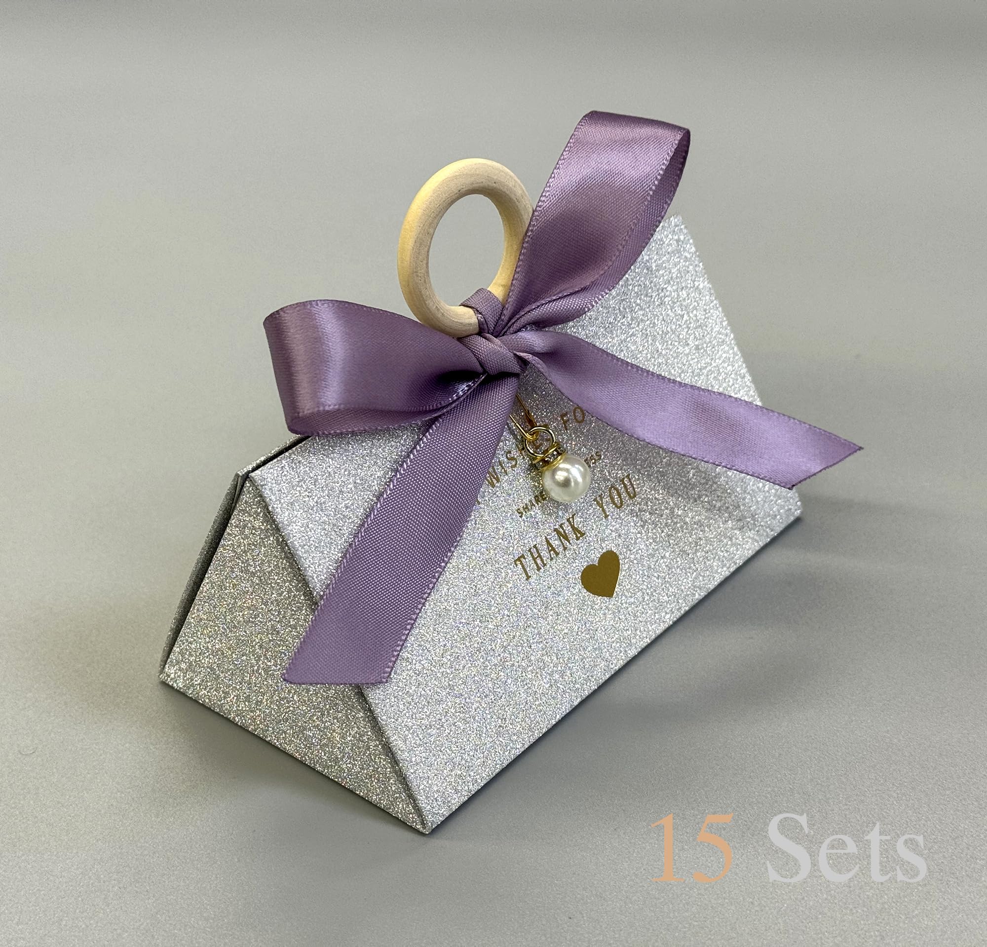 ZJSXINDI Geschenkboxen, silberfarben, 12,7 x 7,6 cm, für Partys, Hochzeiten, Brautpartys, Brautjungfern, Geschenkpapier-Boxen zum Basteln, 15 Stück