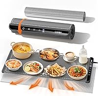 Vista 14 de Tapete de calentamiento de alimentos con almohadilla resistente al calor, 26 x 15 pulgadas, temporizador de 6 horas de temperatura de 6 niveles