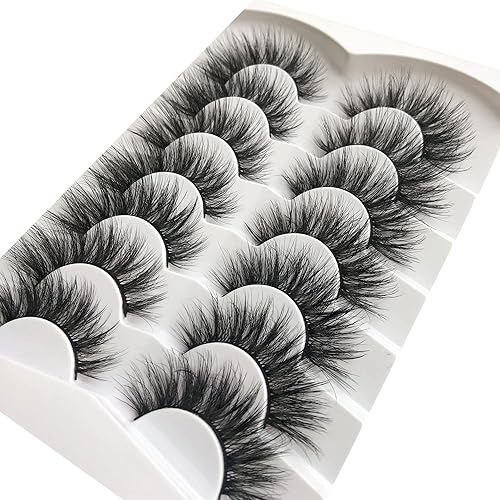 Miniatura 413 de Pooplunch Pestañas postizas de pelo de visón sintético, estilo de ojo de gato, paquete de pestañas postizas naturales esponjosas, paquete múltiple