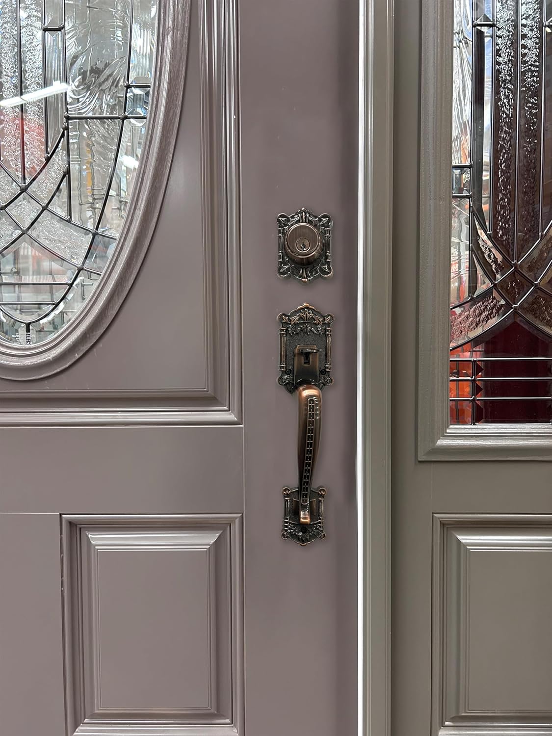 Zita Single Front Door Hardware Set, Grip Entry Door Lock Set with Lever Handle and deadbolt, Antique Copper