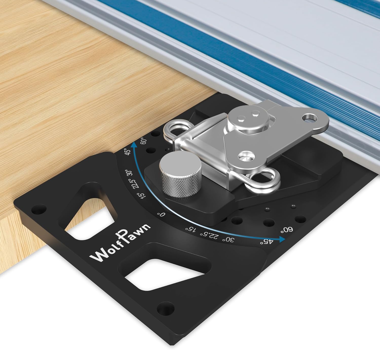 Adjustable Angle Track Saw Square with -60° to 60° Quick Positive Angle Stop,Guide Rail,Protractor,90 Degree Right Rail Guide Compatible with Festool and Makita (Adjustable)