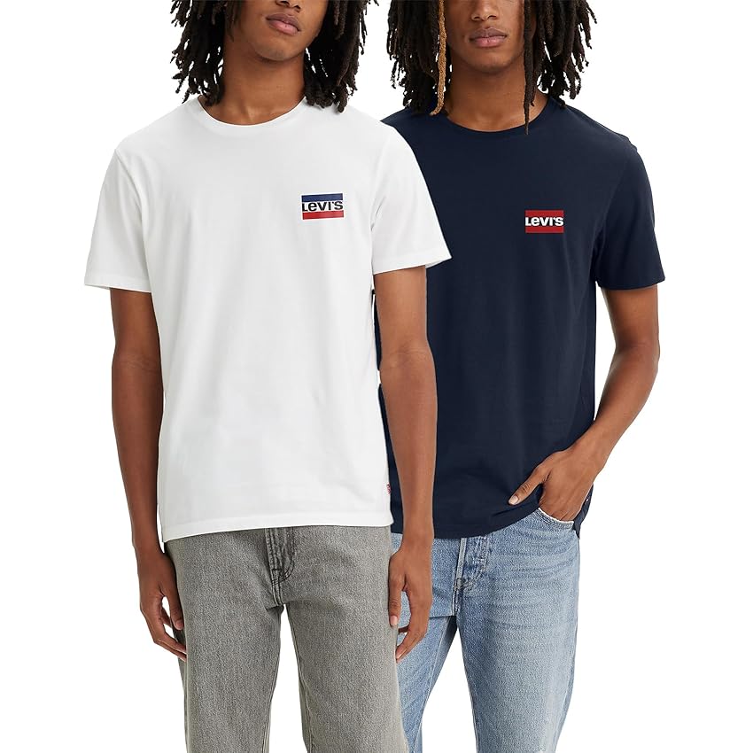 Immagine del prodotto Levi's 2-Pack Crewneck Graphic Tee, T-shirt Uomo, Bianco ( Sportswear White/Dress Blues ), S