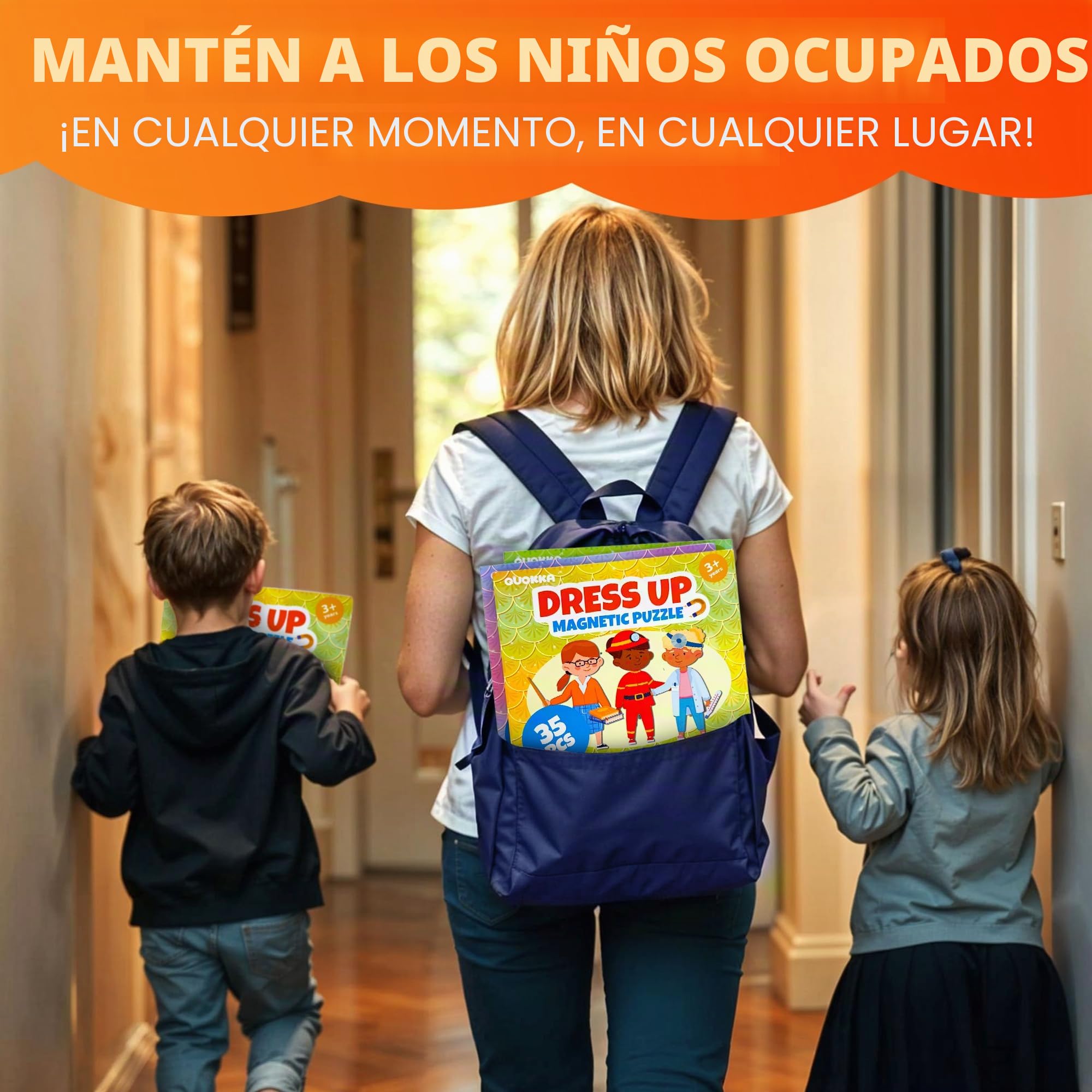 QUOKKA Vestir Muñecas Magnetico para Niños 2 3 Años – Juegos de Viaje Niñas 3 4 Años – 35 Piezas Puzzle Magnético para Avión y Coche – Muñecas Recortables Profesiones – Regalos para Niñas de 2 a 5