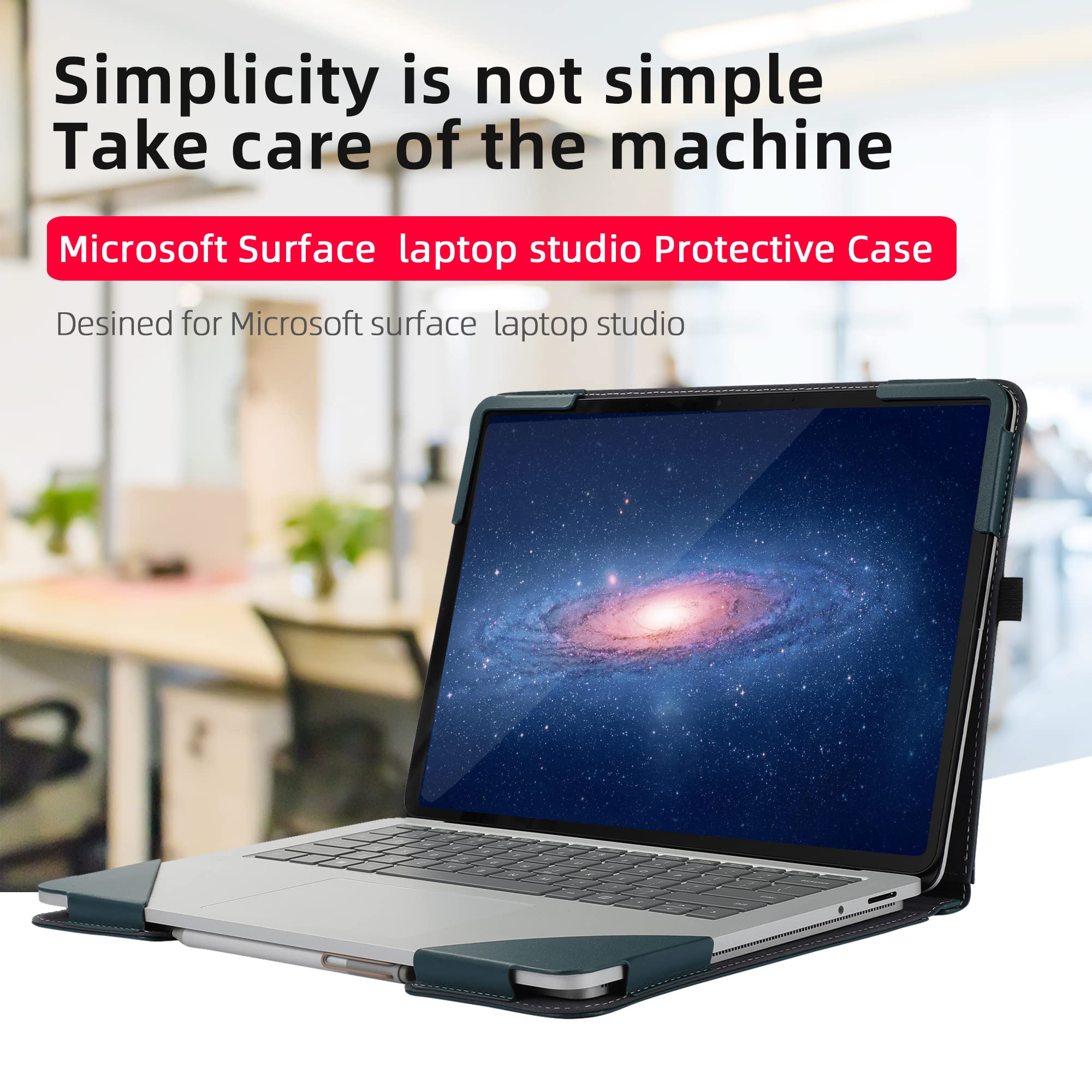 Funda para Microsoft Surface Laptop Studio de 14.4 pulgadas, funda protectora de piel sintética con diseño desmontable (gris oscuro