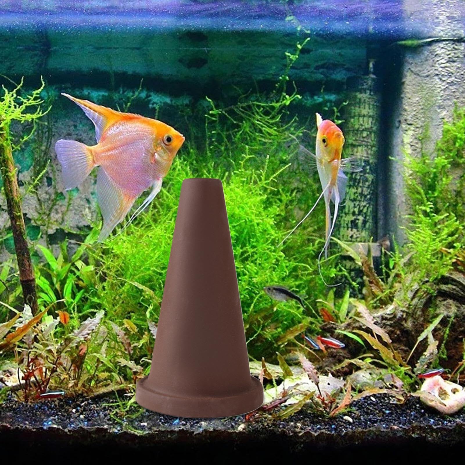 Cono di allevamento di argilla in ceramica - Grotta e ornamento per pesci d'acquario naturale | Rifugio per la deposizione delle uova dei discus per il armato | Accessorio decorativo in terracot