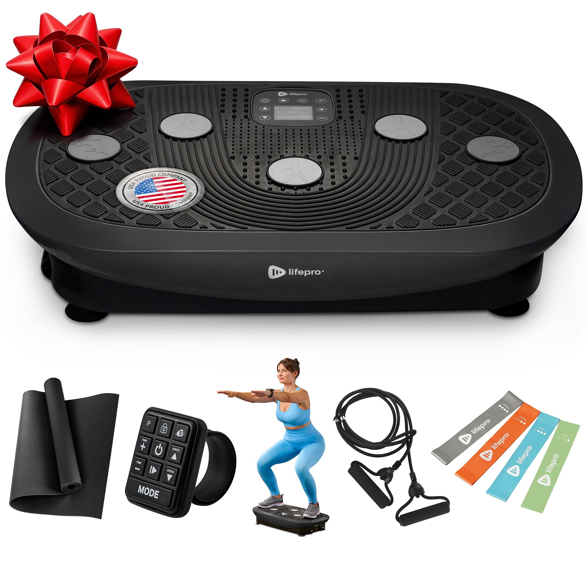 Rumblex Plus 4D Vibration Plate Exercise Machine-Triple Motor Oscillation, Linear, Pulsation + 3D/4D Motion Vibration Platform,Whole Body Vibration Machine for Weight Loss&Shaping(Black)