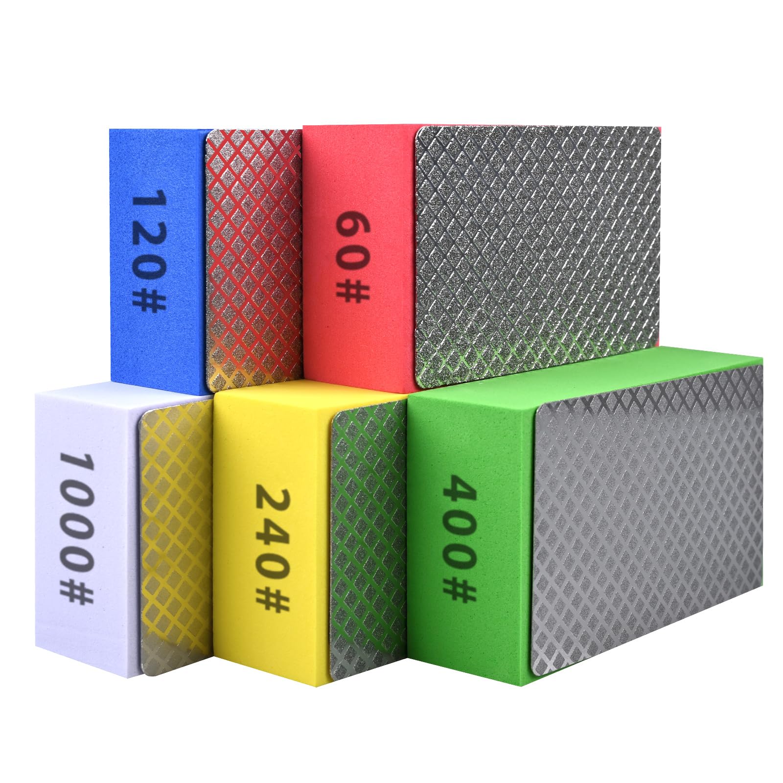 Buy 5pcs Diamond Hand Polishing Pads Foam Backing Sanding Blocks