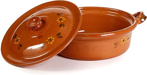 Miniatura 2 de Ancient Cookware, Maceta plana de arcilla mexicana Cazuela, pequeña, 3 cuartos de galón