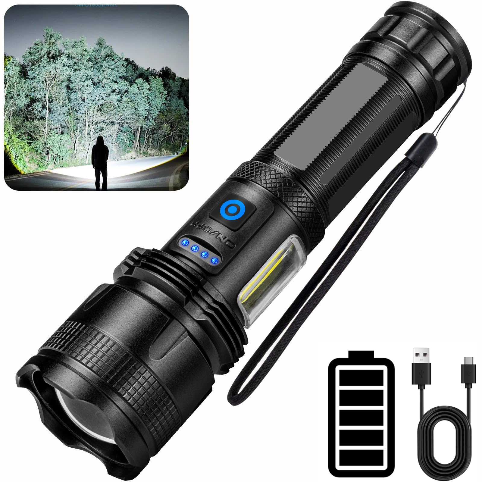 ZEUSFIRE Ultra krachtige LED zaklamp, 100000 lumen oplaadbare