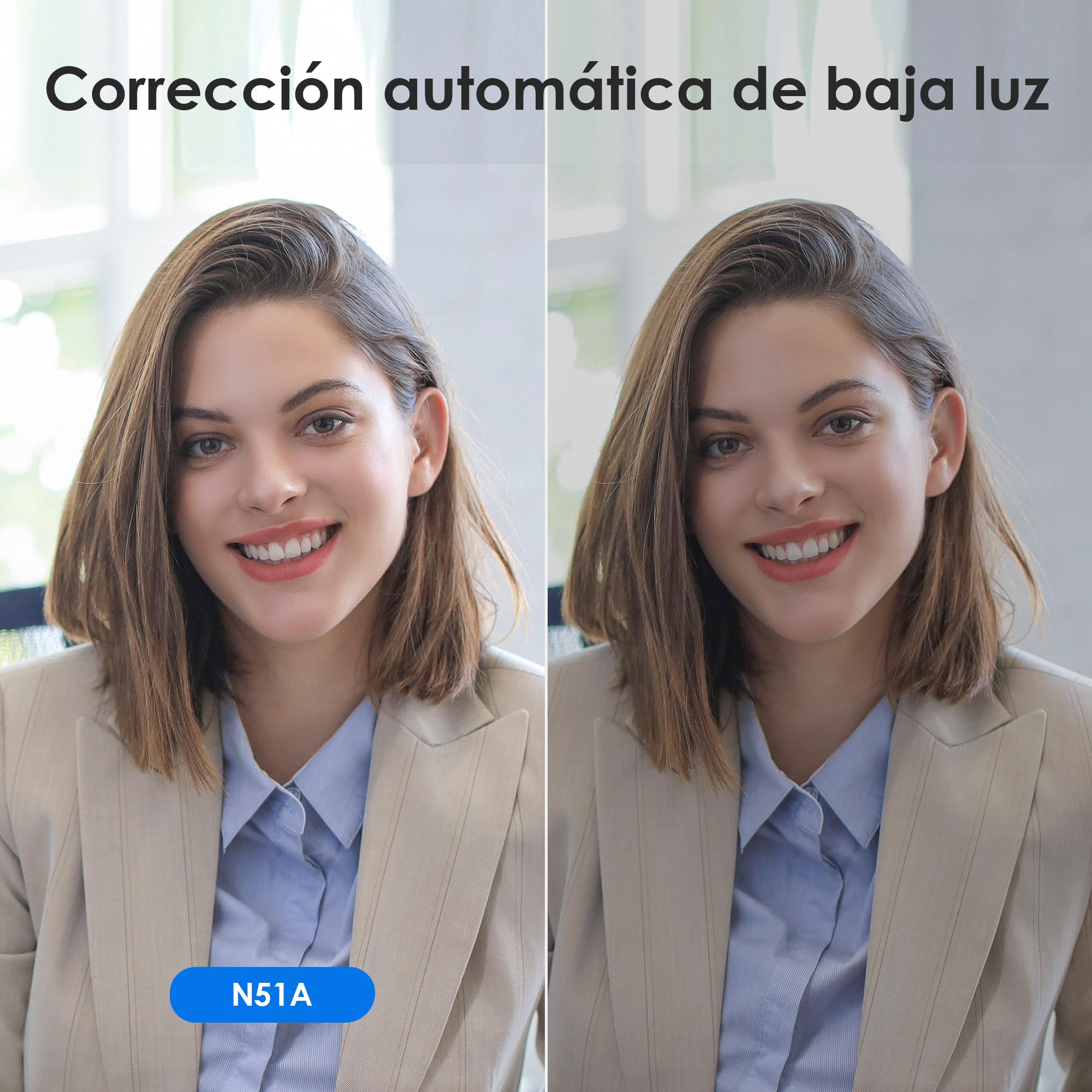 N51A Webcam Full HD 2.5k 30FPS Webcam PC con 2 Micrófono 110°Ángulo de Visión Corrección de Iluminación para Windows MacOS Linux Soporta Youtube Streaming Video Calling Zoom Videoconferencia