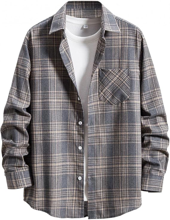 Amazon Co Jp Tシャツ 長袖 メンズ おしゃれ 春秋服 Yuede 1 チェック 長袖 メンズシャツ 綿 カジュアル シャツ リラックス トップス 格子柄シャツ 韓国ファッション チュニック カットソー 肌触り良い 柔らかい かっこいい ポケット付き ゆったり シューズ バッグ