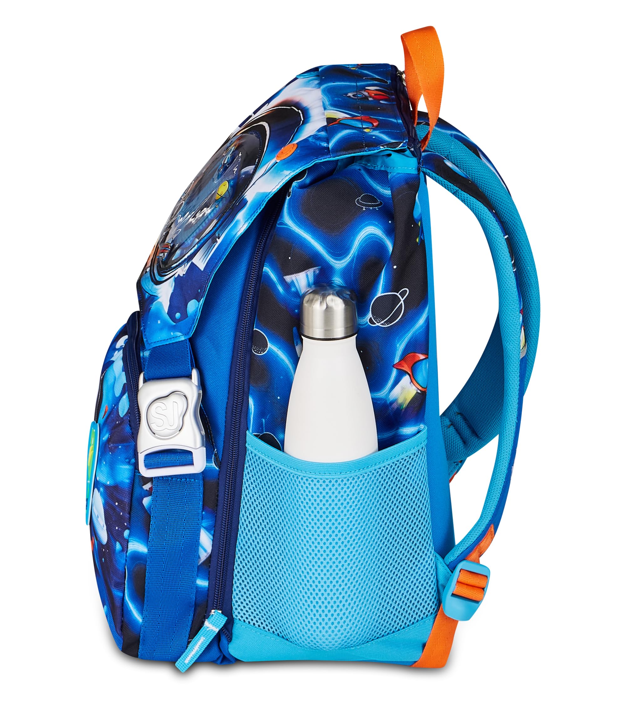 SJ GANG STYLE JAM GANG Zaino Scuola Estensibile Big SPACE LED BOY, Blu, 24 L, Zip laterali, Dispositivo luminoso su pattina, Tasca portaborraccia, Scuola elementare e media, Bambino, Ragazzo