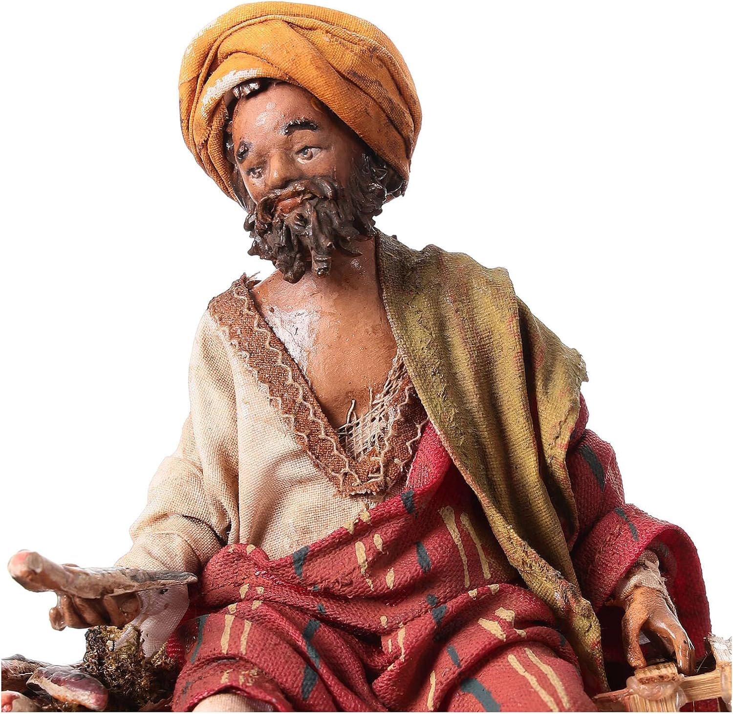 Holyart Nativity Scene Figurine, Fish Seller 13 cm Made by Angela Tripi