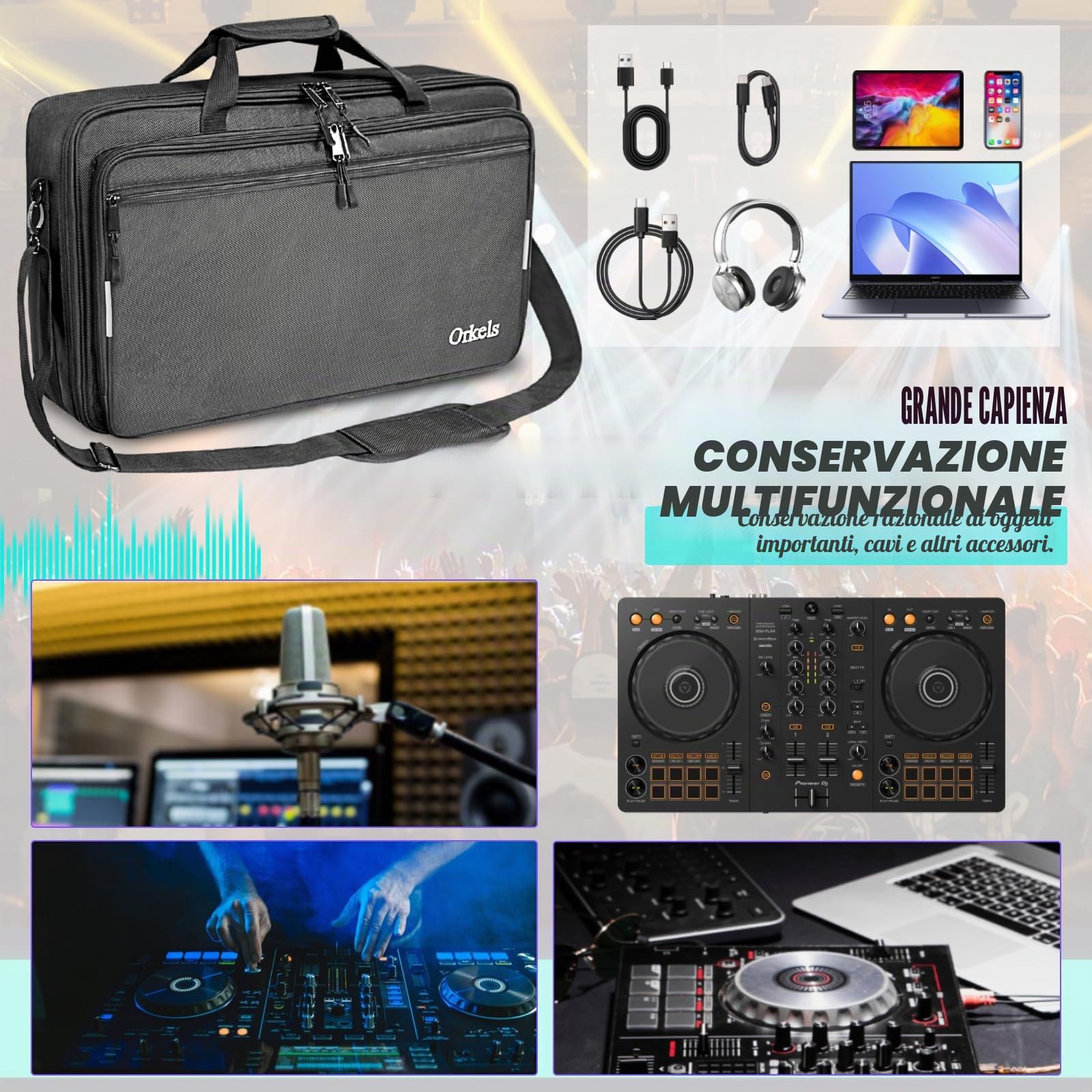 SUNDOY Custodia per controller DJ con spallacci per controller DJ Hercules/Denon/Numark, Nero , 55x32x12-CM, Raffred