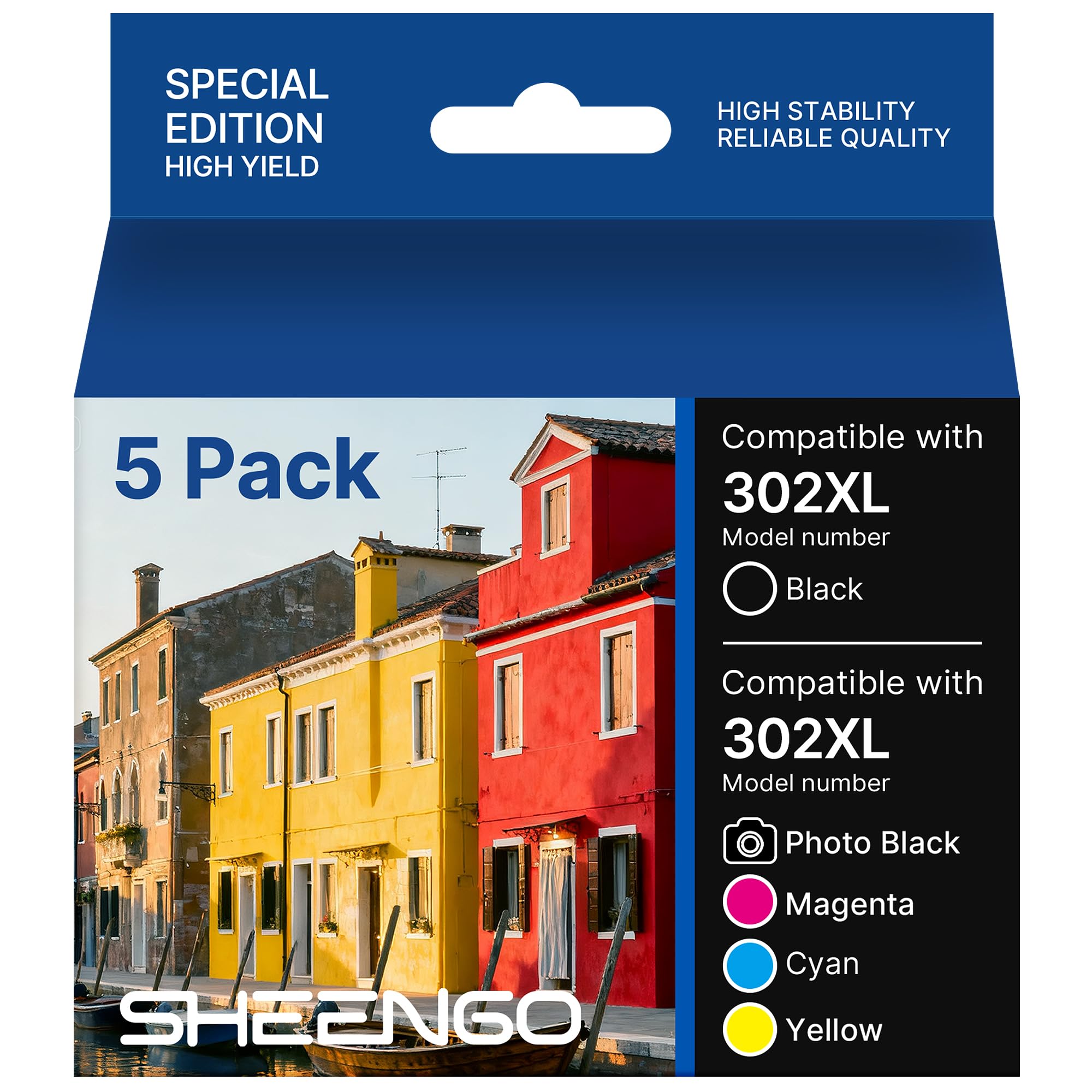 302XL 302 Ink Cartridges Remanufactured for Epson 302 Ink Cartridges 302 XL T302XL T302 High Yield Multipack Work for Expression XP-6100 XP-6000 (