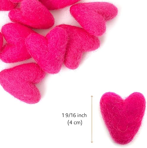 Miniatura 5 de Glaciart One Corazones de fieltro de color rosa oscuro, fieltro de aguja y aceites esenciales, hechos a mano en Nepal con lana de Nueva Zelanda 100%