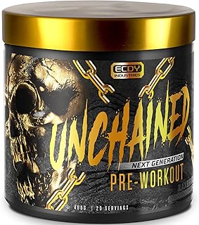 UNCHAINED Pre Workout Booster mit Koffein | 400 g | Fitness Drink mit L-Arginin, L-Citrulin-Malat & Beta-Alanin | Preworkout Booster für 100% Fokus, Pump & Energy | Black Berries